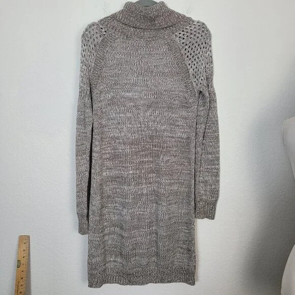 Prana Archer Sweater Dress Brown Women's Size Med Snap Button Turtle Neck - Picture 6 of 9